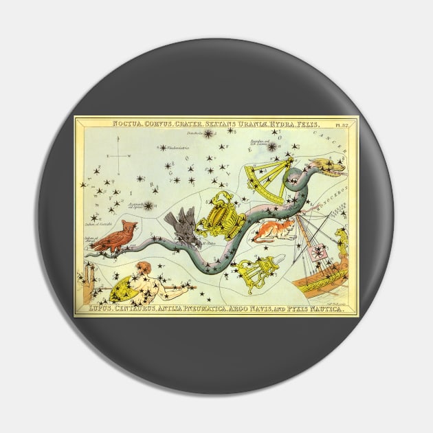 Hydra and Surrounding Constellations from Urania's Mirror Pin by MasterpieceCafe