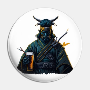 Japanese Samurai and Beer Mug Pin