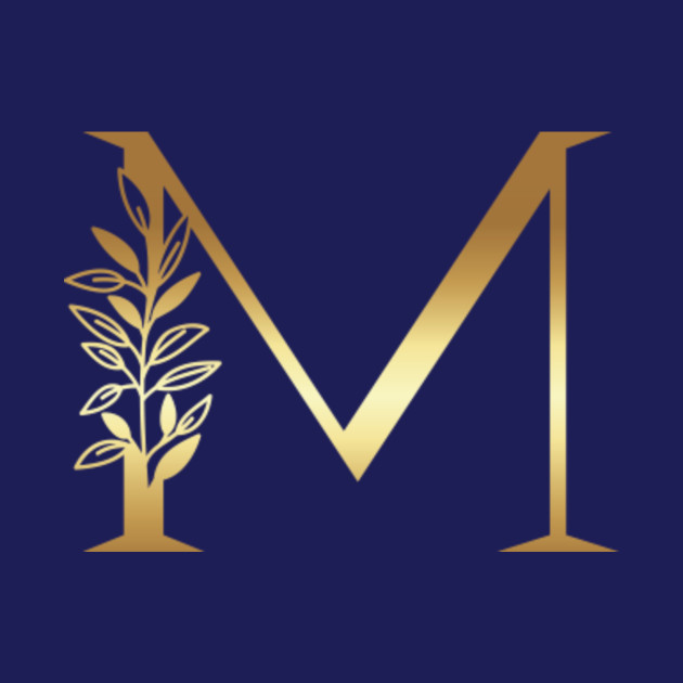 gold letter m with leaves gold letter m mug teepublic uk