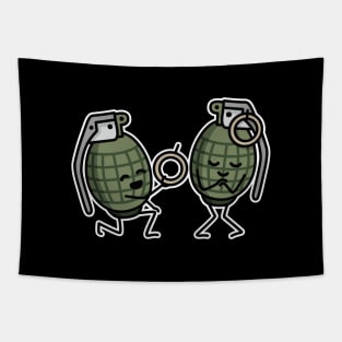 Hand grenade marriage proposal funny groom bride Tapestry