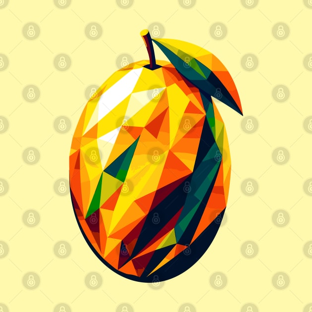 Geometric Citrus Fusion: Bright Pomelo Art by AmandaOlsenDesigns