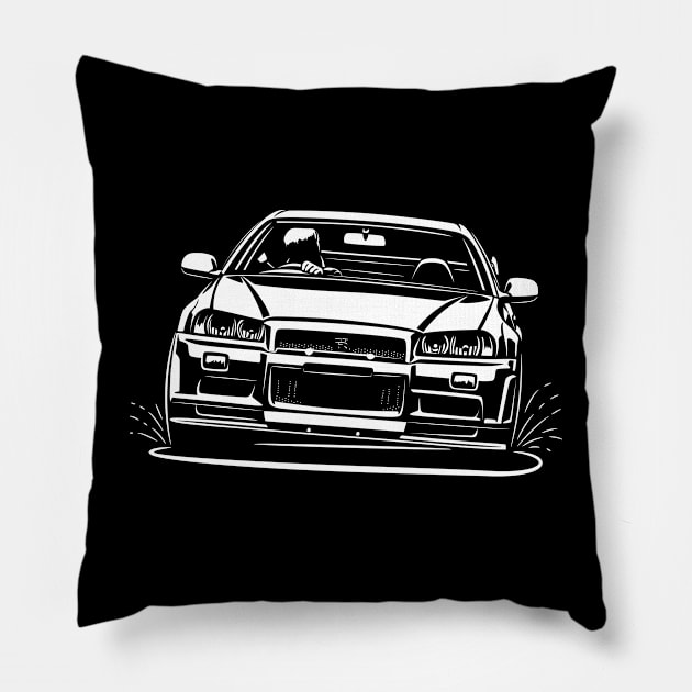 Skyline R34 GTR Pillow by Markaryan