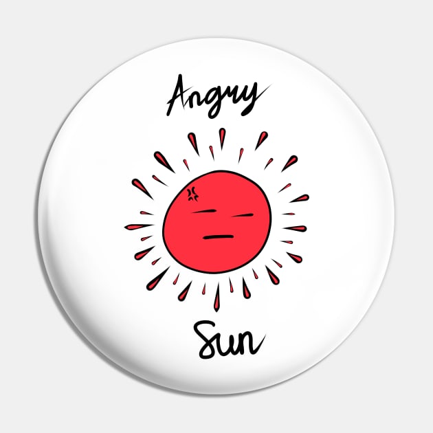 Angry Sun Red Hand Drawing Pin by me and dinosaur