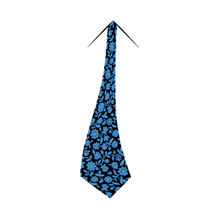 Necktie Fashion Series - Retro Blue and Black Floral T-Shirt