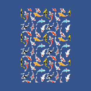 Koi Fish Design | Seamless Pattern | Blue | Navy Background T-Shirt