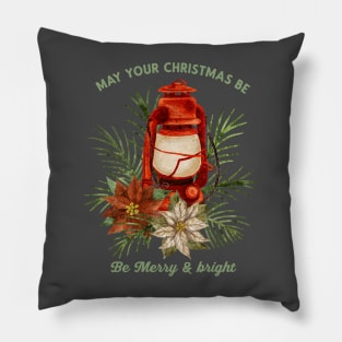 Christmas Lantern With 'May Your Christmas be Merry & Bright' Pillow