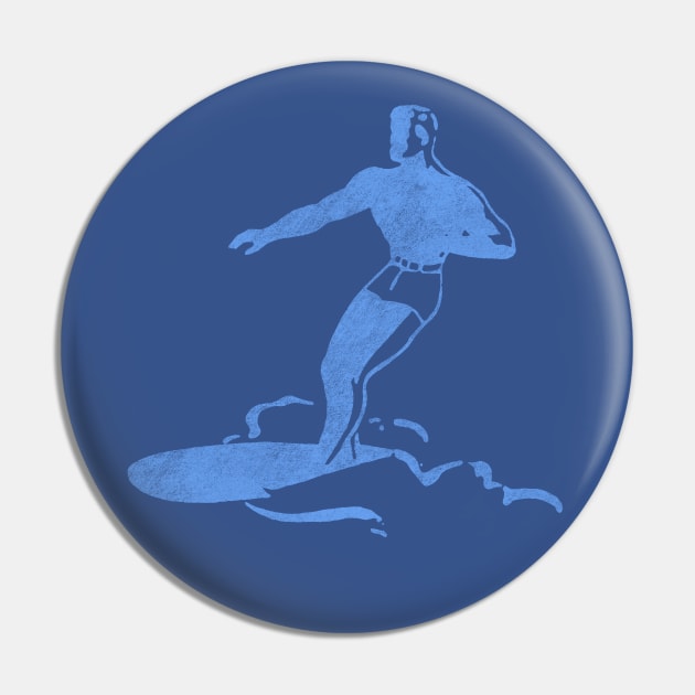 Retro Surfer Dude (Distressed Graphic Version) Pin by vokoban