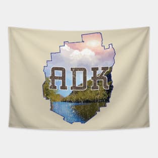 Distressed Adirondack River Scene Tapestry