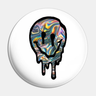Holographic Drippy Smiley Face Pin