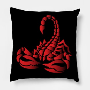 Red Scorpion, Tribal Art Style Pillow