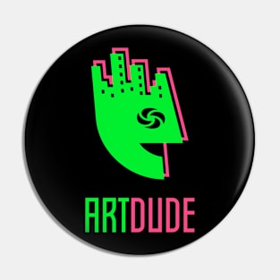 YourArtDude Logo In Lime And Magenta Pin