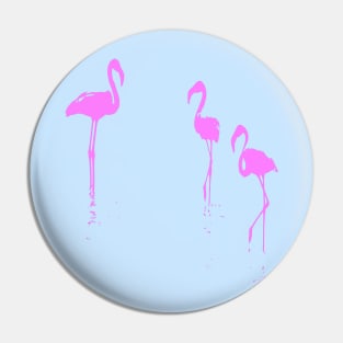 Minimalistic Three Flamingos Silhouette In Pink Pin