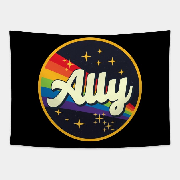 Ally // Rainbow In Space Vintage Style Tapestry by LMW Art