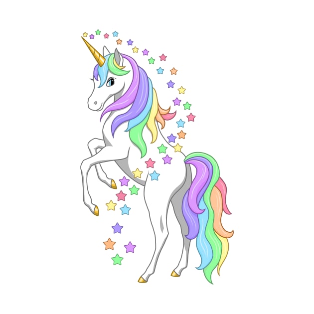 Rearing Rainbow Unicorn and Stars by csforest