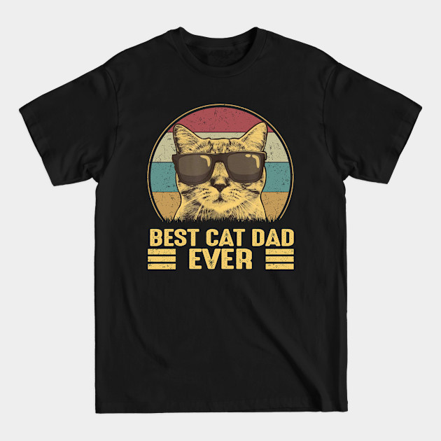 Vintage Best Cat Dad Ever Bump Fist Cool Shirt - Cat Dad - T-Shirt