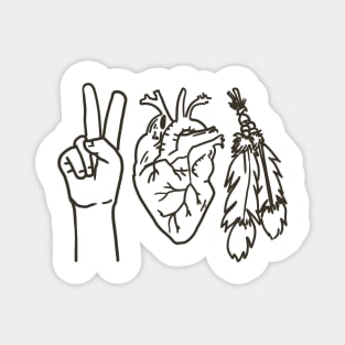 Peace Love Native Black Print no Text Magnet