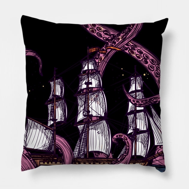 Squid Attack! Pillow by AnimalAddict