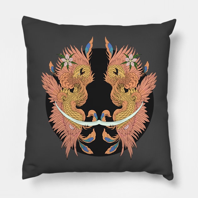 Twin Phoenix Pillow by Gekko and the Samurai 