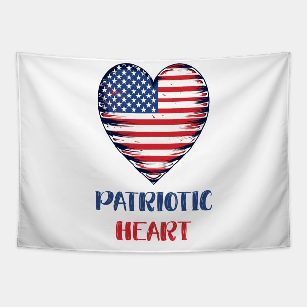 Patriotic Heart | Embrace the Spirit of the 4th of July Tapestry by Indigo Lake