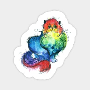 Rainbow Watercolor Cat Magnet