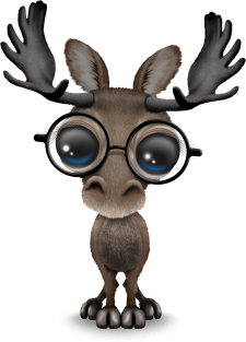 Cute Curious Baby Moose Nerd Wearing Glasses Magnet