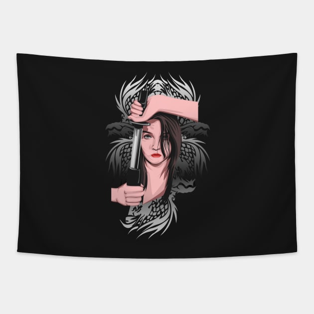 Katana Girl Tapestry by siddick49