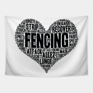 Fencing Heart Saber Epee Fence Gift print Tapestry