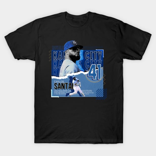 Carlos Santana Baseball Paper Poster Royals - Carlos Santana - T-Shirt