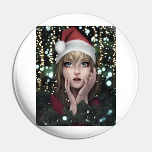 Portrait Of Anime Female Santa Pin