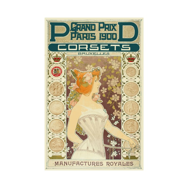 Vintage Art Nouveau Advertising Poster - P D Corsets (1900) by Naves