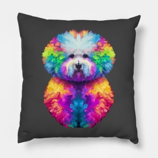 Fluffy Bichon Frisé Dog Stencil Design Pillow