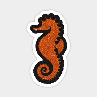 Burnt Orange Faux Glitter Seahorse Magnet