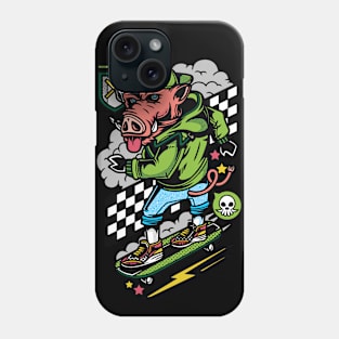 Skateboarding Boar Illustration Phone Case