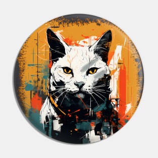 Rogue Cyberpunk Cat Grunge Color Pin