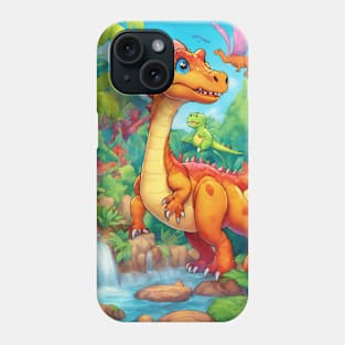 3d realistic coloring cartoon dinosaurs land Phone Case