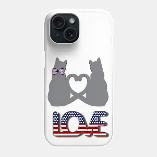 Two grey cats in love in american style Phone Case