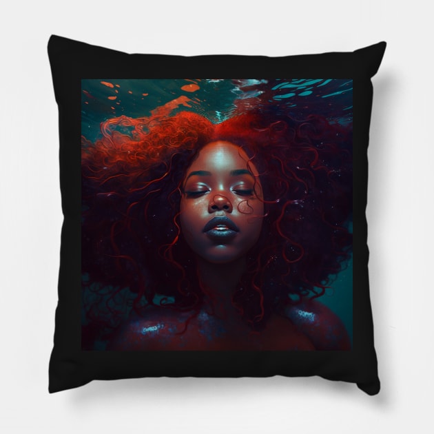 Black Mermaid Under the Sea Pillow by RLan