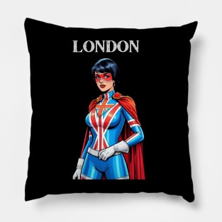 London England Female Comic Book Superhero Cape Pillow