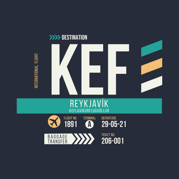 Reykjavik (KEF) Airport Code Baggage Tag by SLAG_Creative