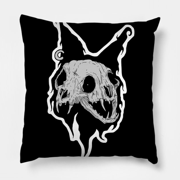 Kitty Skull Pillow by stcrbcn