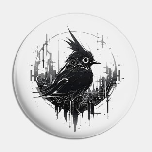 Cyber punk cardinal (black) Pin