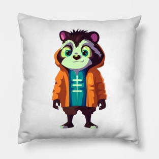 Badger Cartoon Illustration Pillow