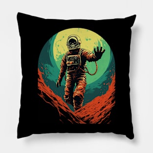 Skeleton Astronaut Sci Fi Horror Pillow