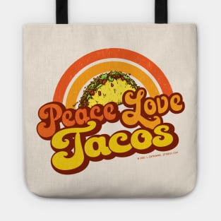 PEACE LOVE TACOS - Distressed Retro Rainbow Tote