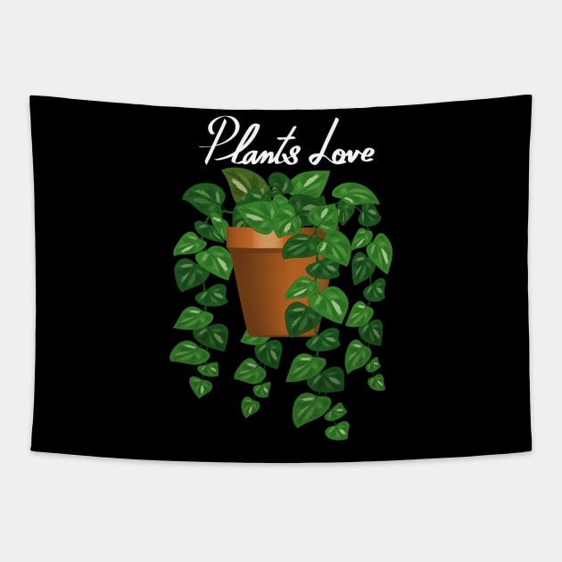 Plants Love - Marble Pothos Tapestry by Designoholic