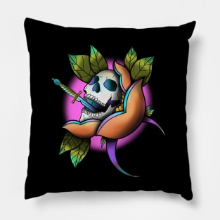 Skull Dagger and Flower Pillow