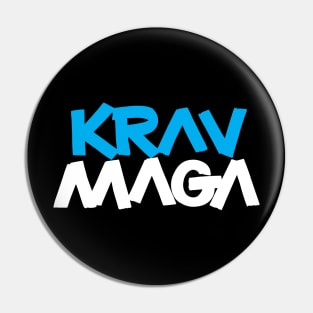 Krav Maga Blue Blocky Letters Pin