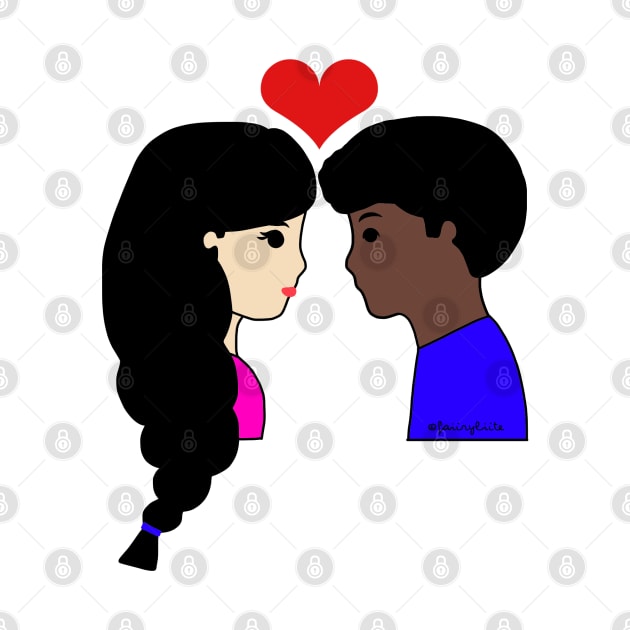 Cute Mixed Race Couple Love Cartoon Fair/Dark by faiiryliite