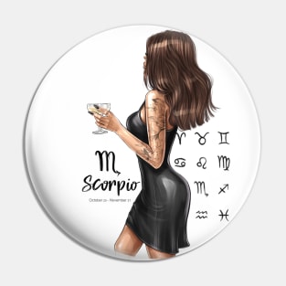 Scorpio Girl Black Dress Pin