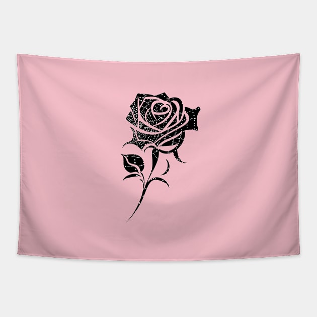 Minimalist Black and White Rose Tapestry by Basic Corner